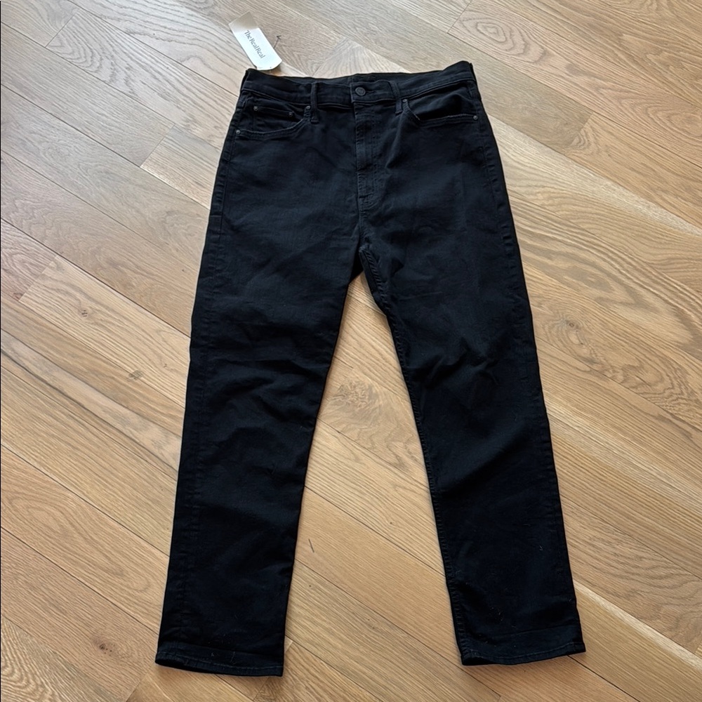 MOTHER Black Straight Leg Jeans - The Rider
